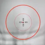 The Zculpt brush cursor over the mesh: the red ring of the default brush.